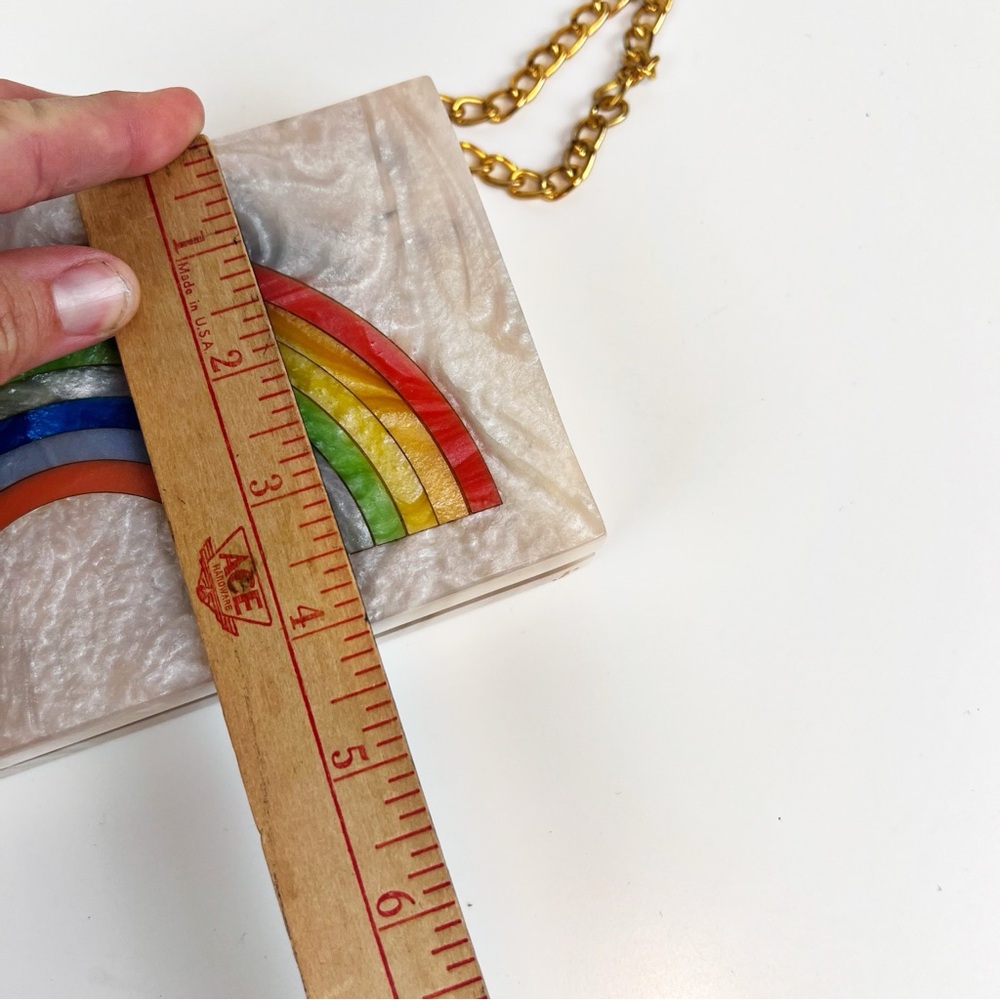LULU NYC Rainbow Multicolor Acrylic Resin Crossbody Handbag Chain Strap - Picture 8 of 8